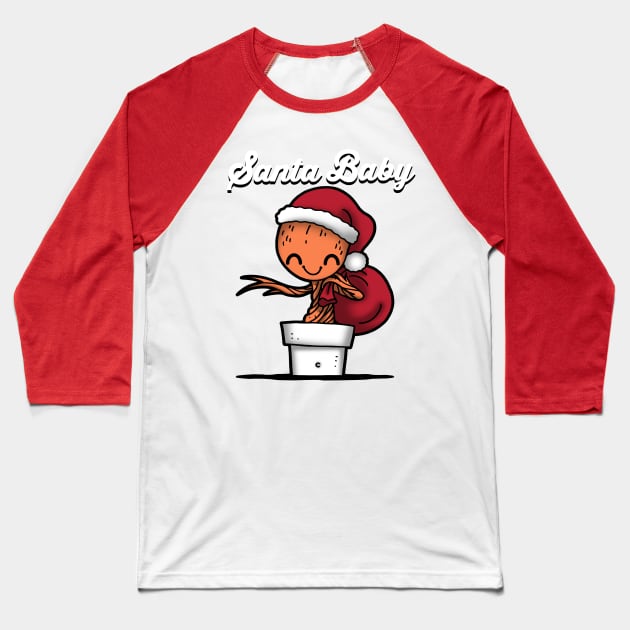 Santa Baby Cute Superhero Alien Christmas Santa Claus Baseball T-Shirt by BoggsNicolas